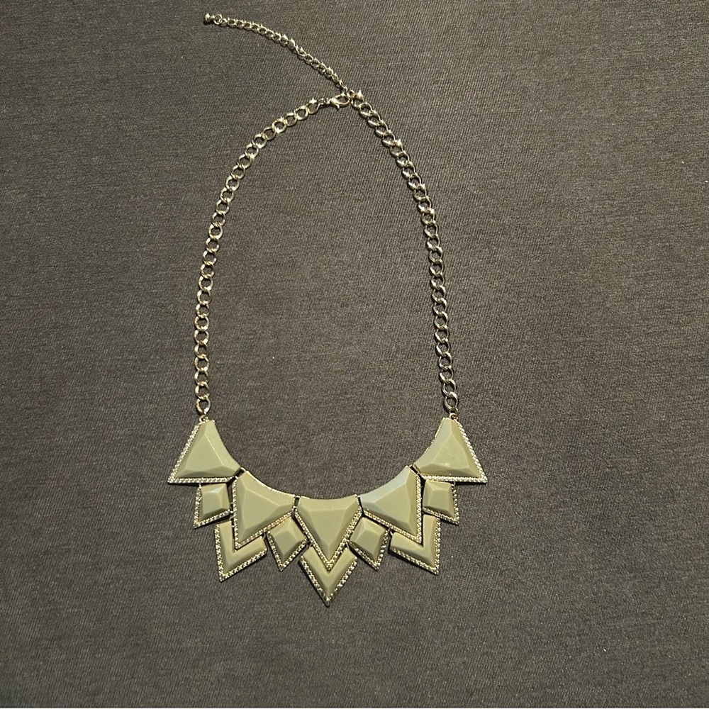 Gold tone and light tan statement necklace